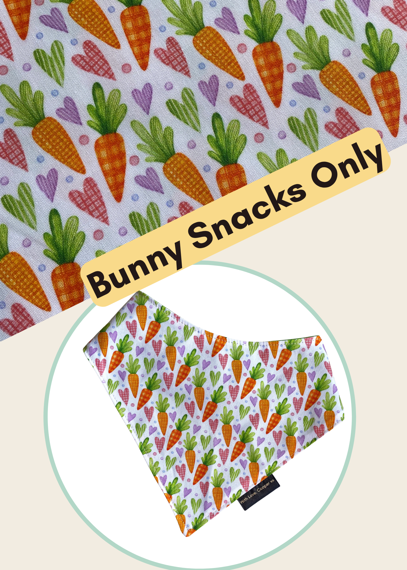 Bunny Snacks Only Dog Bandana