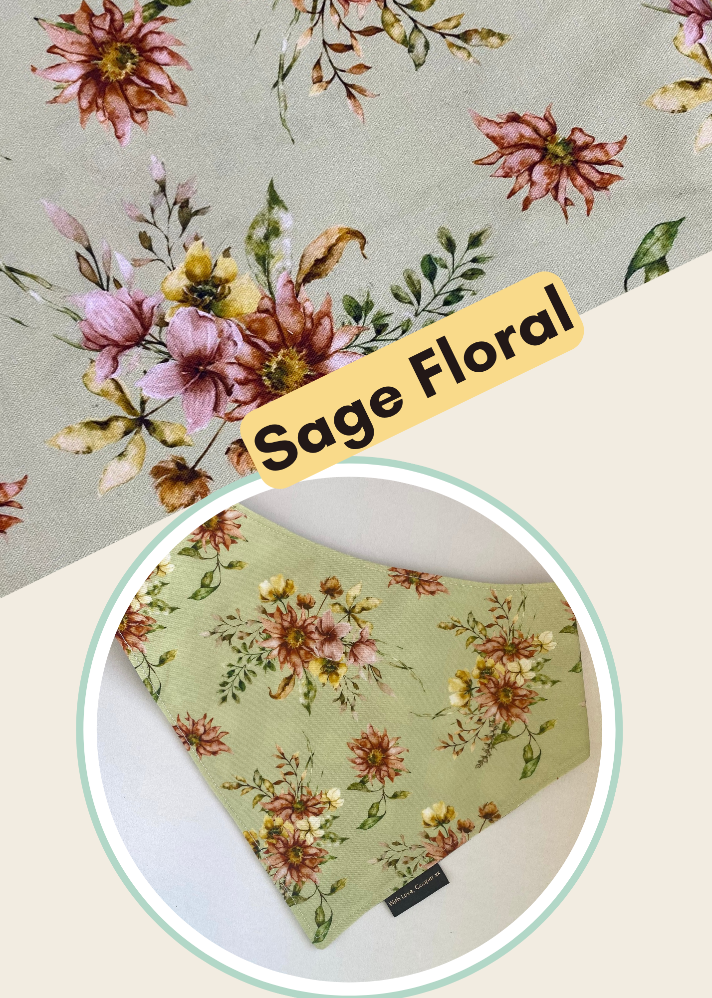 Sage Floral Dog Bandana